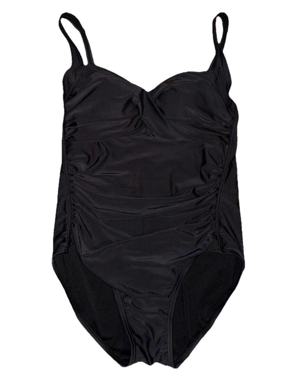Shore Shapes womens Black SwimSuit Sz 10 Ruched Adjustable Built in bra classic